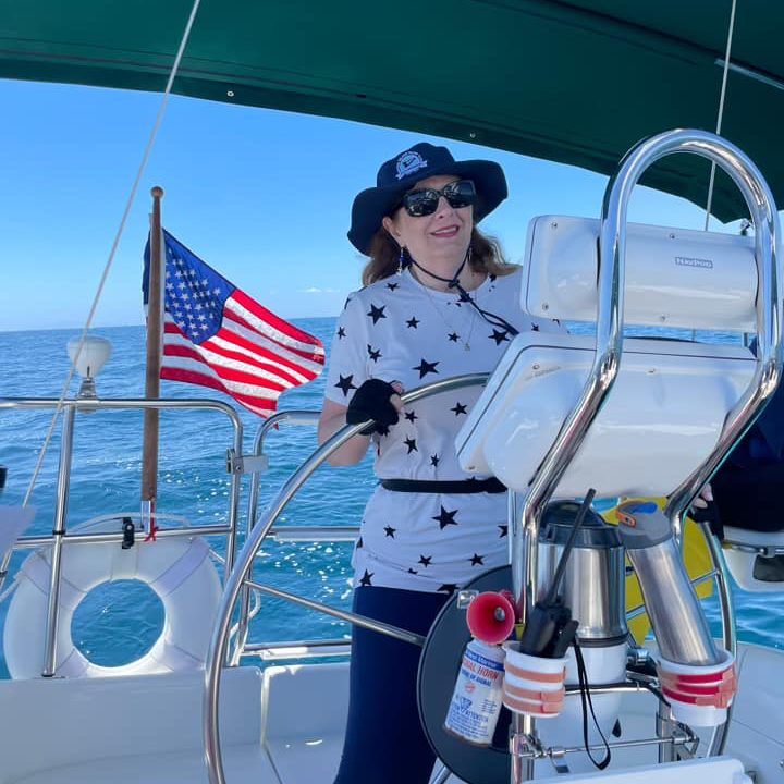 Colleen at the helm